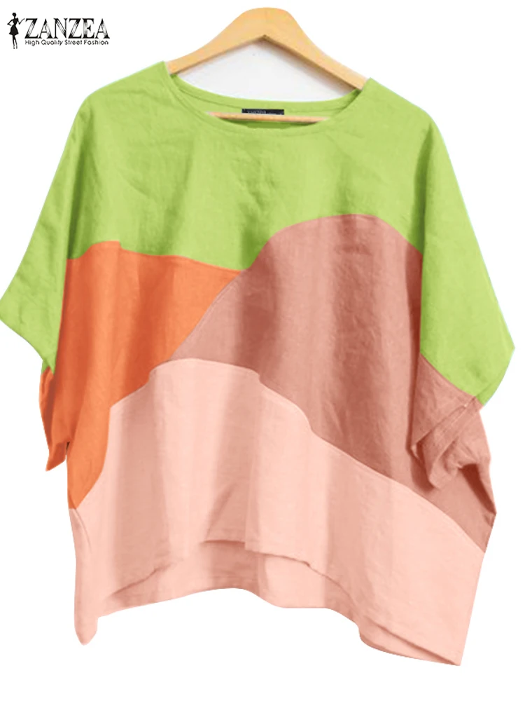 2024 Casual Irregular Contrast Color Blusas ZANZEA Women Summer Short Sleeve Blouses Round Neck Simple Holiday Leisure Tunics
2024 Casual Irregular Contrast Color Blusas ZANZEA Women Summer Short Sleeve Blouses Round Neck Simple Holiday Leisure Tunics