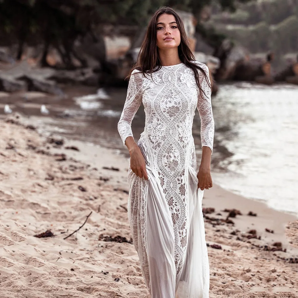 2026 New Celebrity Banquet Wedding Dress Crew Neck Long Sleeve Printed Halter Lace Dress
2026 New Celebrity Banquet Wedding Dress Crew Neck Long Sleeve Printed Halter Lace Dress