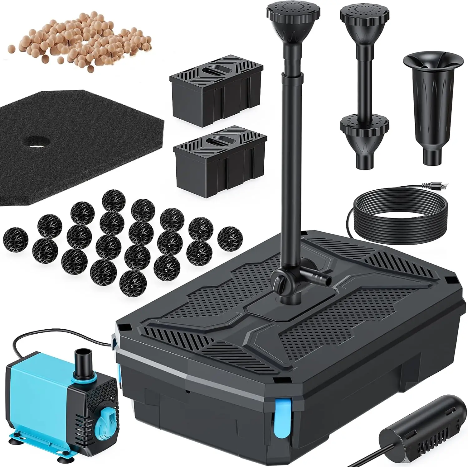 Pond Filter Fountain Pump Kit with UV Clarifier, 40W 660GPH Submersible Pump for Outdoor Koi Ponds, Waterfalls, Gardens
Pond Filter Fountain Pump Kit with UV Clarifier, 40W 660GPH Submersible Pump for Outdoor Koi Ponds, Waterfalls, Gardens