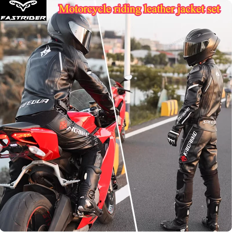Winter Warm Motorcycle Racing Jacket Set Unisex Waterproof Windproof Anti-fall Leather Riding Gear