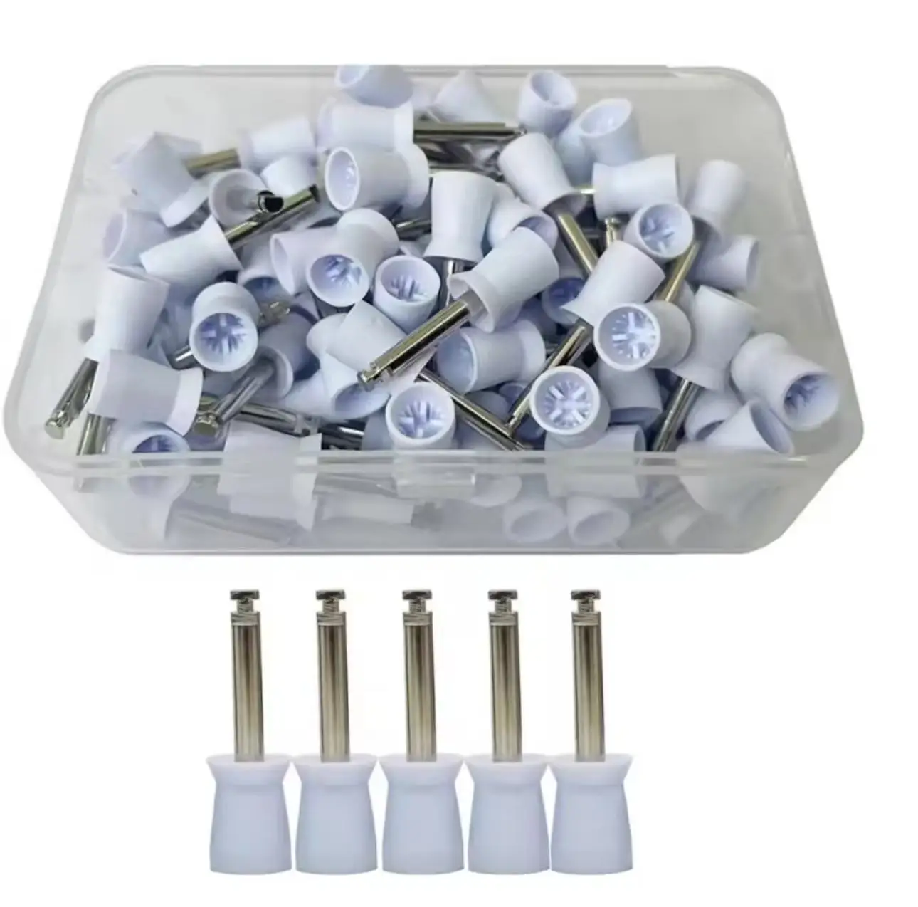 50PCS Dental Polishing Head Cup Shape Silicone Latch Type Polishing Brush Cup for Dentistry Low Speed Handpiece Drills.
50PCS Dental Polishing Head Cup Shape Silicone Latch Type Polishing Brush Cup for Dentistry Low Speed Handpiece Drills.