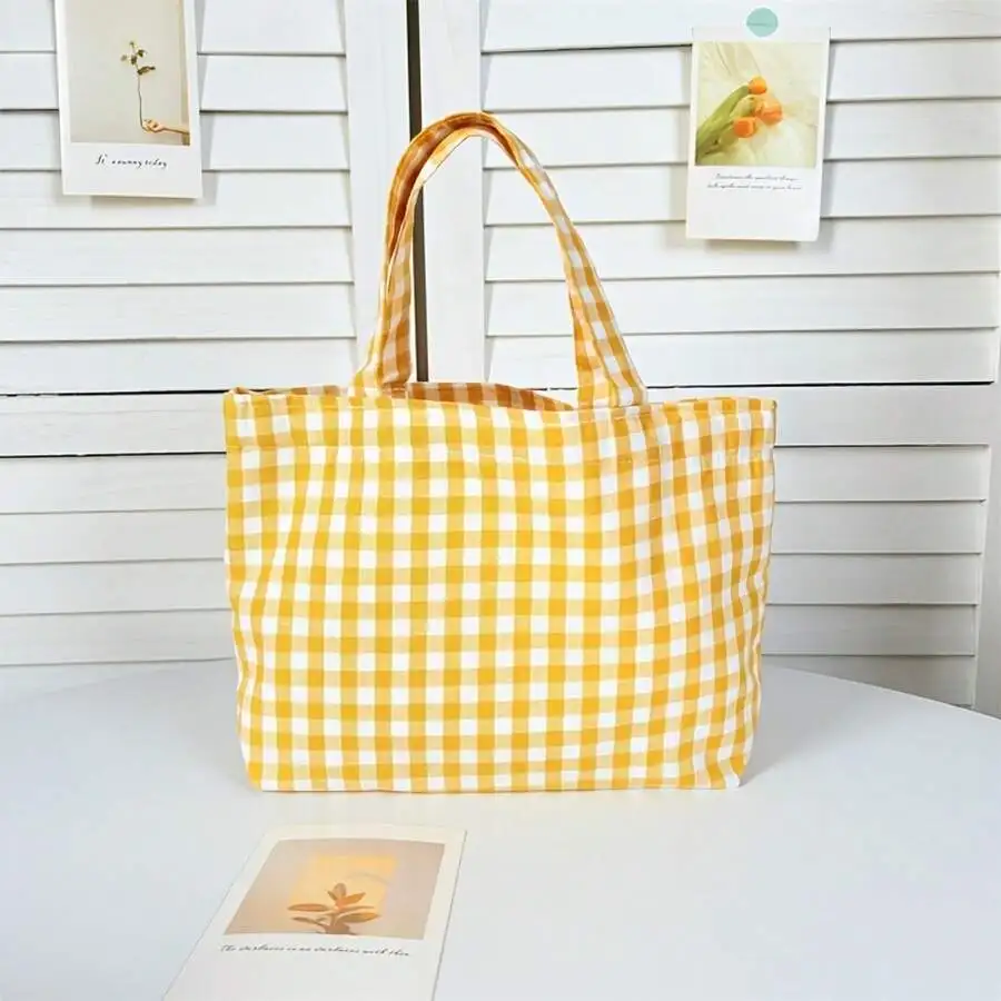 Yellow Plaid Tote Bag For Women, Large Capacity Casual Shoulder Bag, Simple Stylish Daily Use Shopping Bag
Yellow Plaid Tote Bag For Women, Large Capacity Casual Shoulder Bag, Simple Stylish Daily Use Shopping Bag