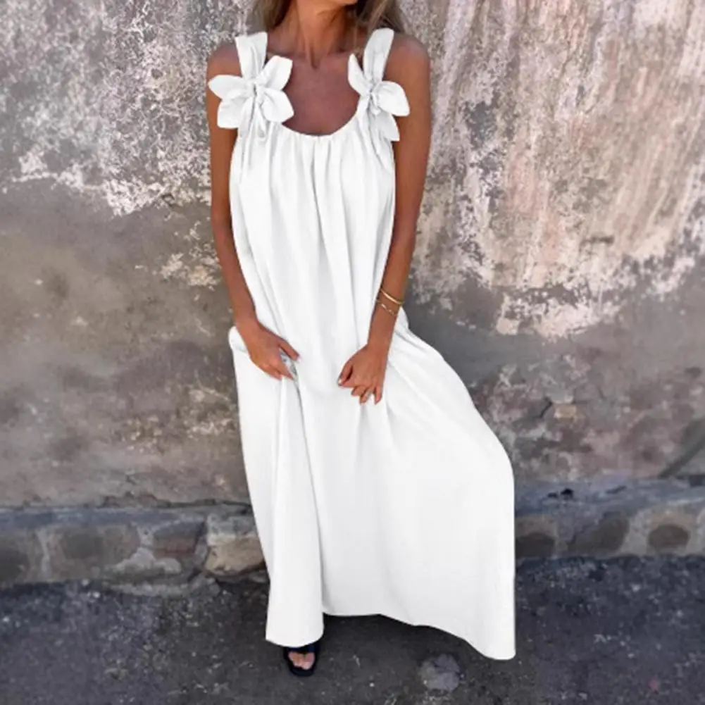 Women Loose Fit Dress Elegant 3d Rose Decor Maxi Dress for Women Shoulder Strap Pleated Slip Dress with Backless for Beach
Women Loose Fit Dress Elegant 3d Rose Decor Maxi Dress for Women Shoulder Strap Pleated Slip Dress with Backless for Beach