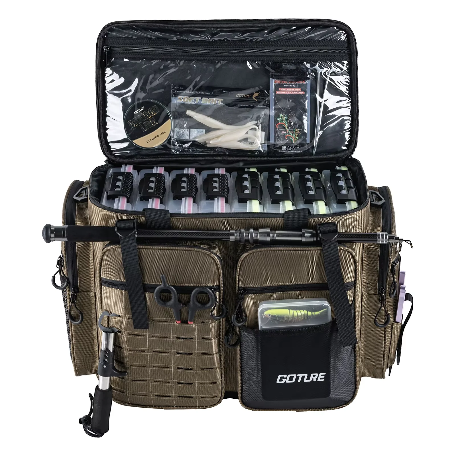 Goture Outdoor Fishing Bag Two-way Zipper Design 1680D Oxford Fabric Waterproof Multifunctional Tackle Fishing Pack 53*38*29cm
Goture Outdoor Fishing Bag Two-way Zipper Design 1680D Oxford Fabric Waterproof Multifunctional Tackle Fishing Pack 53*38*29cm