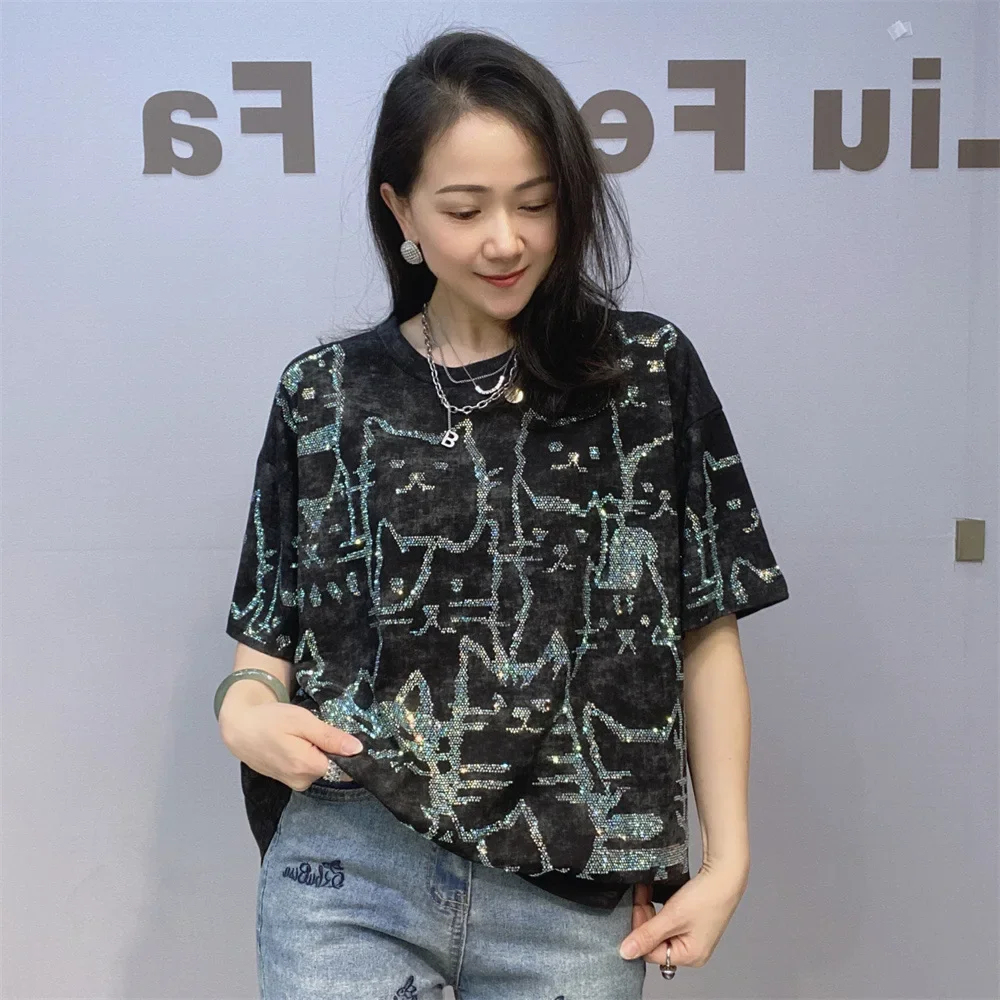 Plus Size Tie Dye T-shirts for Women Cartoon Cat Pattern Diamonds O Neck Short Sleeve Loose Tops Summer Womens Kawaii Clothes
Plus Size Tie Dye T-shirts for Women Cartoon Cat Pattern Diamonds O Neck Short Sleeve Loose Tops Summer Womens Kawaii Clothes