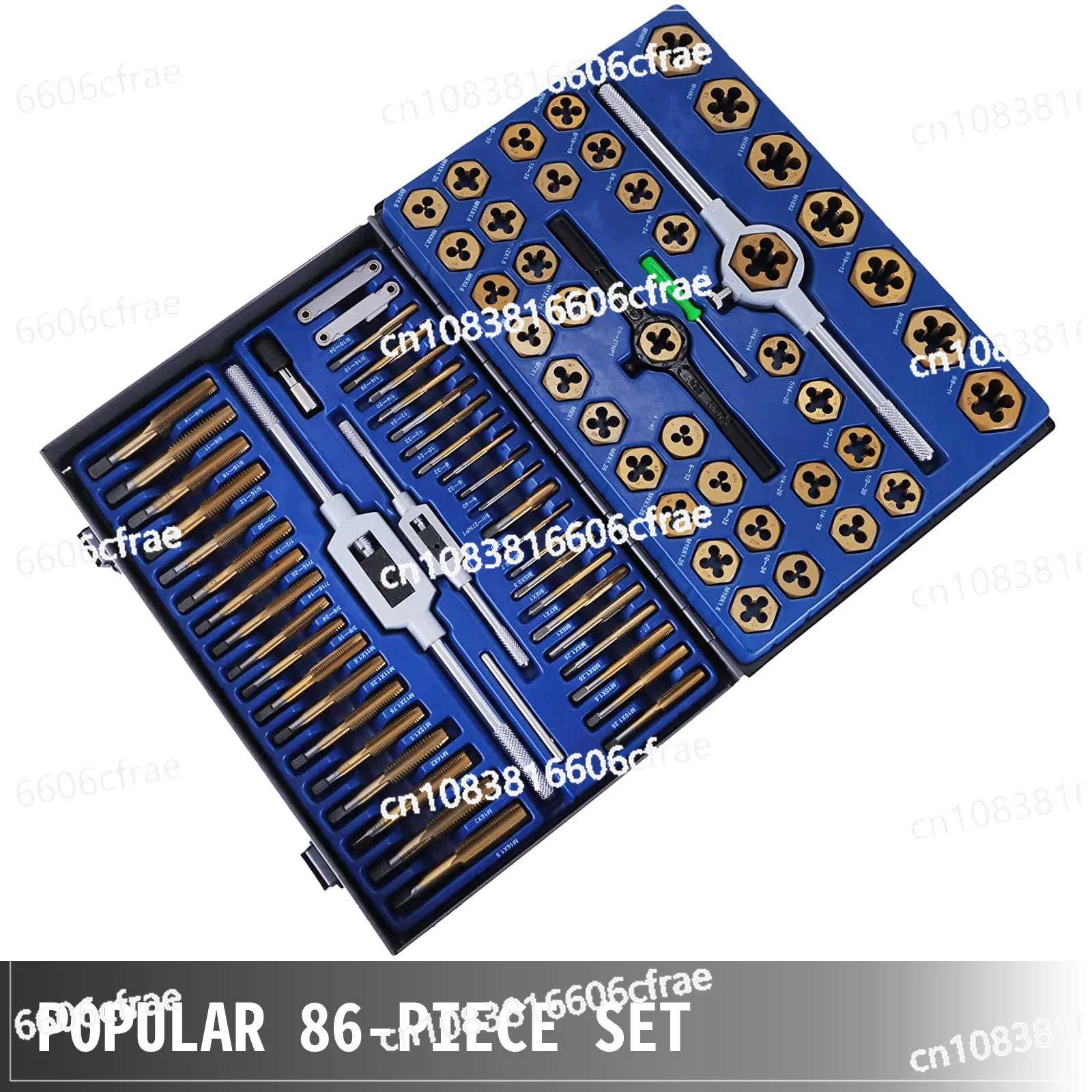 86pc Tap and Die Combination Set Tungsten Steel Titanium Sae and Metric Tools
86pc Tap and Die Combination Set Tungsten Steel Titanium Sae and Metric Tools