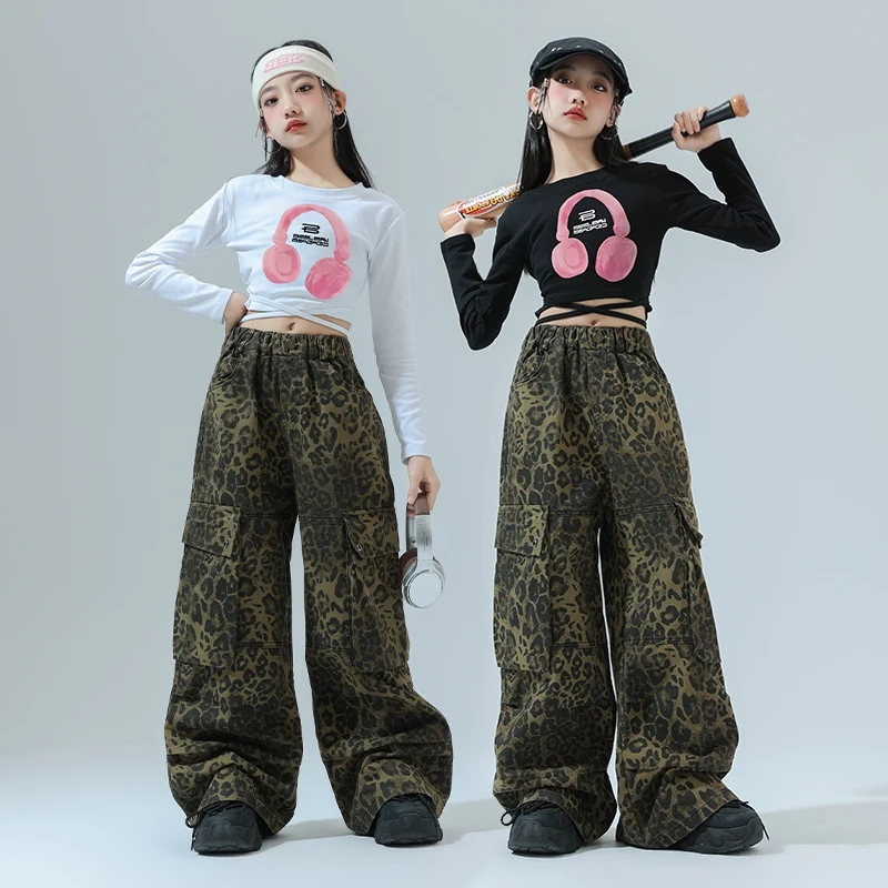 Jazz Dance Long Sleeved Corp Top Leopard Print Cargo Pants Hip-hop Suit Street Dance Clothes Catwalk Show Costumes DQL9874
Jazz Dance Long Sleeved Corp Top Leopard Print Cargo Pants Hip-hop Suit Street Dance Clothes Catwalk Show Costumes DQL9874