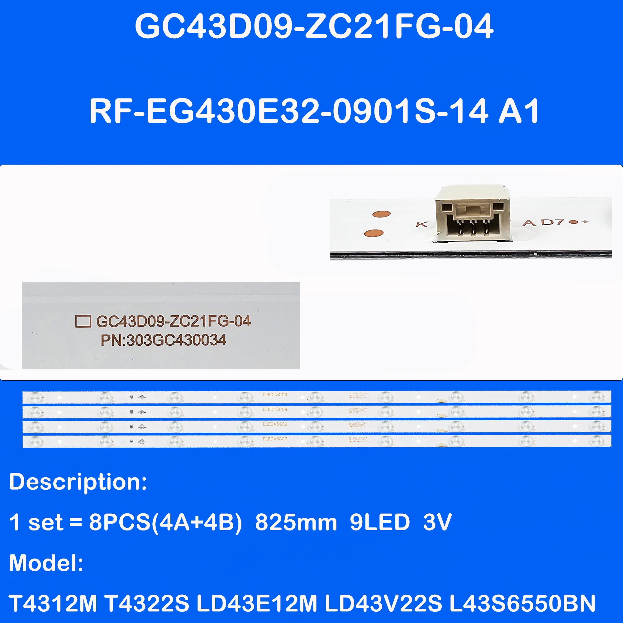 LED Backlight strip for T4312M T4322S LD43E12M LD43V22S LE43CT2500AK LE43CT5000AK L43S6550BN 43PFF5021/T3 43PFF5070/T3
LED Backlight strip for T4312M T4322S LD43E12M LD43V22S LE43CT2500AK LE43CT5000AK L43S6550BN 43PFF5021/T3 43PFF5070/T3