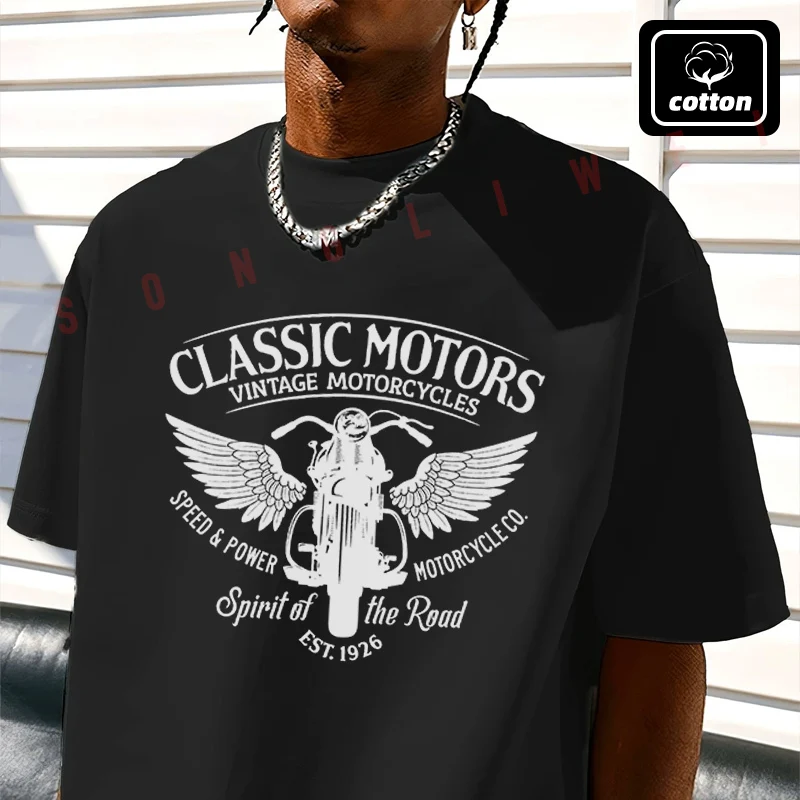Classic Motors Vintage Speed Power Motorcycles Moto T-Shirt Vintage Cotton Plain Mens Funny T Shirts Casual Harajuku Clothes
Classic Motors Vintage Speed Power Motorcycles Moto T-Shirt Vintage Cotton Plain Mens Funny T Shirts Casual Harajuku Clothes
