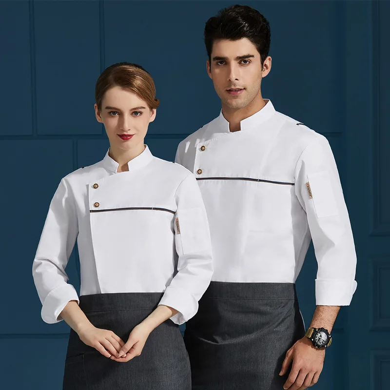 Chef's uniform with long sleeves, fashionable for men and women, suitable for western restaurants, hotels, catering and baking s
Chef's uniform with long sleeves, fashionable for men and women, suitable for western restaurants, hotels, catering and baking s
