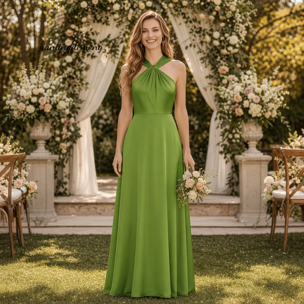 Glam Sage Green Prom Dress Halter Twist Neck Satin Maxi Evening Gown Outdoor Wedding Guest Customized
Glam Sage Green Prom Dress Halter Twist Neck Satin Maxi Evening Gown Outdoor Wedding Guest Customized