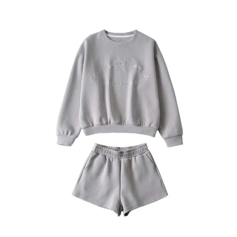 American Style Hoodies Short Pants Suit Women Spring Letter Embroidery Long Sleeves Hooded Pullover Loose Casual Sports Shorts
American Style Hoodies Short Pants Suit Women Spring Letter Embroidery Long Sleeves Hooded Pullover Loose Casual Sports Shorts