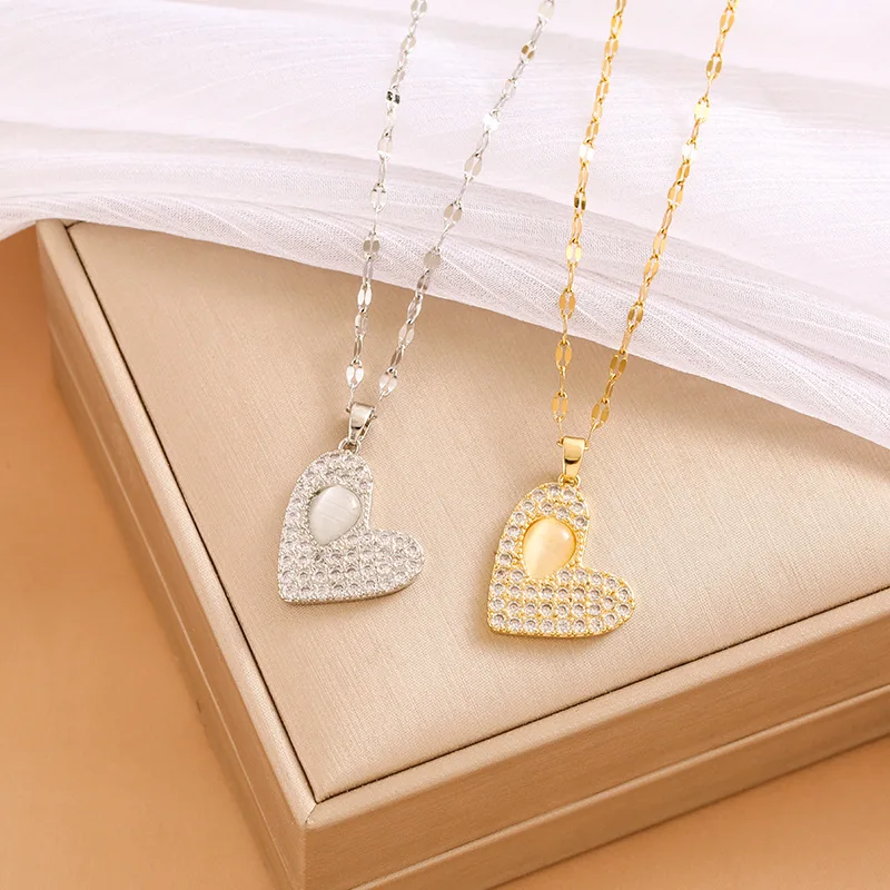 Micro-inlaid opal full diamond love does not fade titanium steel necklace female collarbone chain
Micro-inlaid opal full diamond love does not fade titanium steel necklace female collarbone chain