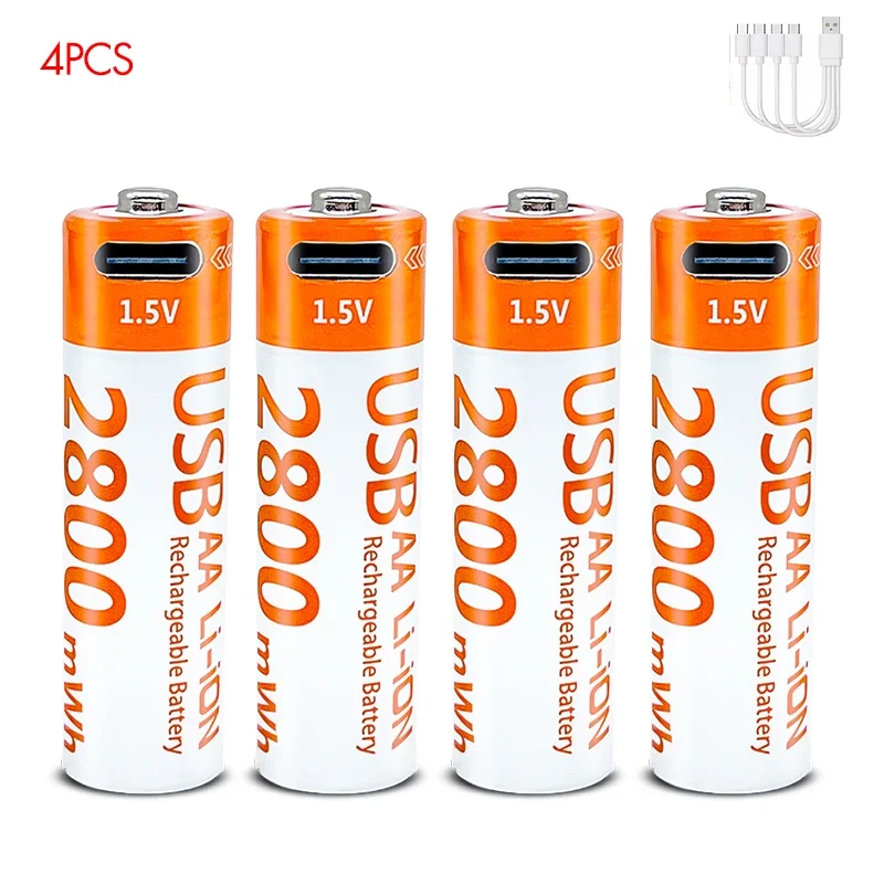 4 шт., 1,5 В, 2800 МВтч, аккумуляторная батарея типа АА, USB Type-C, литий-ионная аккумуляторная батарея типа aa для дистанционного управления, электрические игрушки, мышь
4 шт., 1,5 В, 2800 МВтч, аккумуляторная батарея типа АА, USB Type-C, литий-ионная аккумуляторная батарея типа aa для дистанционного управления, электрические игрушки, мышь