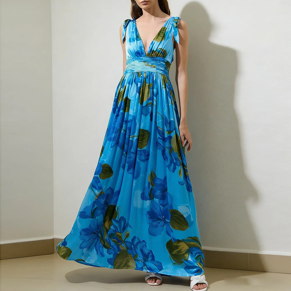 Sexy Deep V Neck Floral Print Boho Midi Dress Summer Dresses for Women
Sexy Deep V Neck Floral Print Boho Midi Dress Summer Dresses for Women