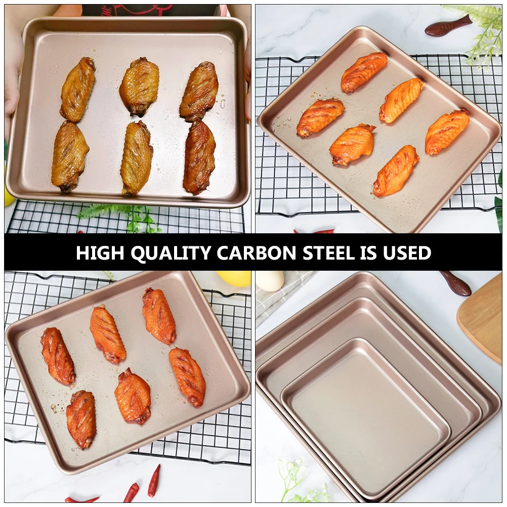 3Pcs Carbon Steel Baking Plates Golden Rectangular Kitchen Bakeware Serving Tray Bbq Picnic Storage Pan 
3Pcs Carbon Steel Baking Plates Golden Rectangular Kitchen Bakeware Serving Tray Bbq Picnic Storage Pan