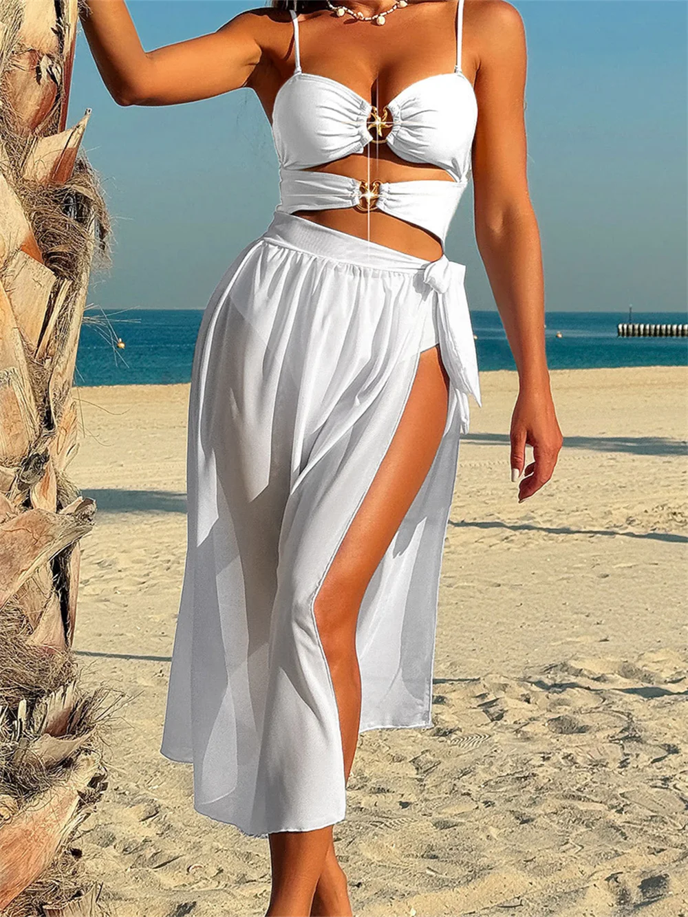 White Hollow Monokini Bandage Cover Ups Metal Star Bikini Swimsuit Women 2 Piece Backless Knotted Swimwear Vacation Beach Outfit
White Hollow Monokini Bandage Cover Ups Metal Star Bikini Swimsuit Women 2 Piece Backless Knotted Swimwear Vacation Beach Outfit