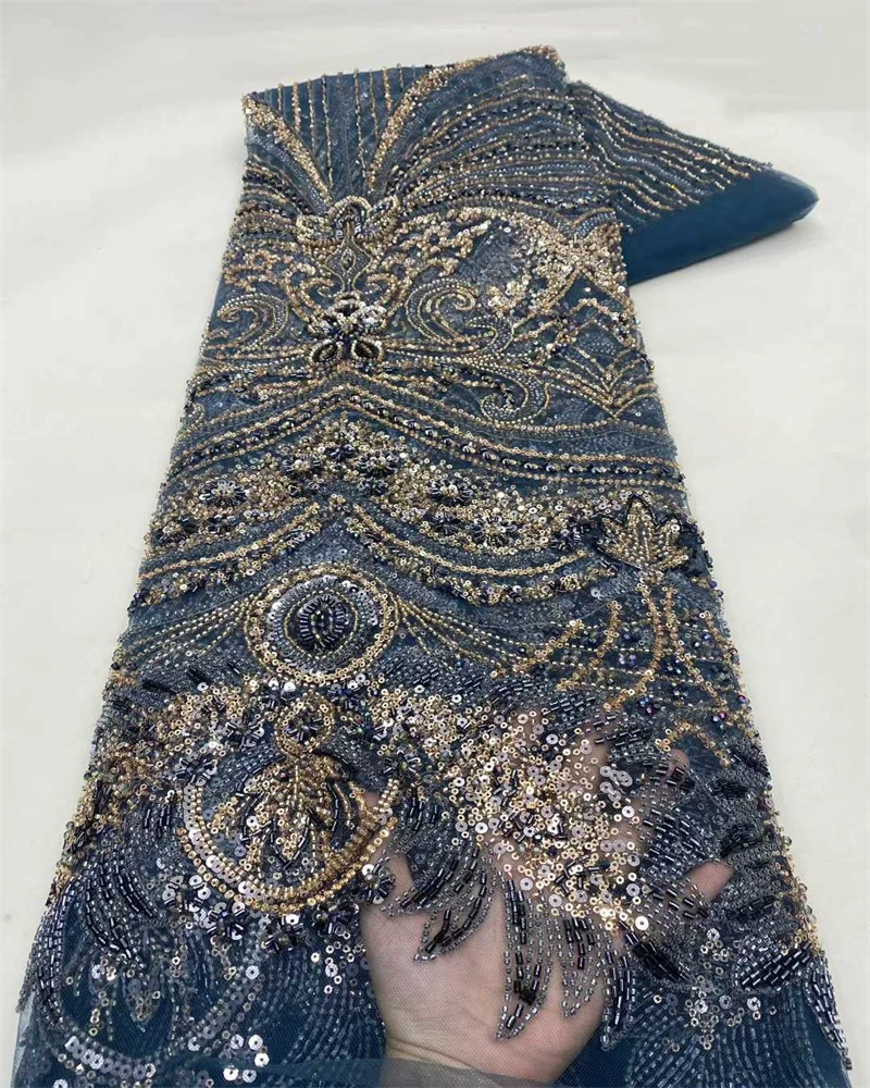 Latest African Sequins Lace FabricHigh Quality Lace Embroidery Beaded Mesh Fabric 5 Yards For Women Wedding Party Dress
Latest African Sequins Lace FabricHigh Quality Lace Embroidery Beaded Mesh Fabric 5 Yards For Women Wedding Party Dress