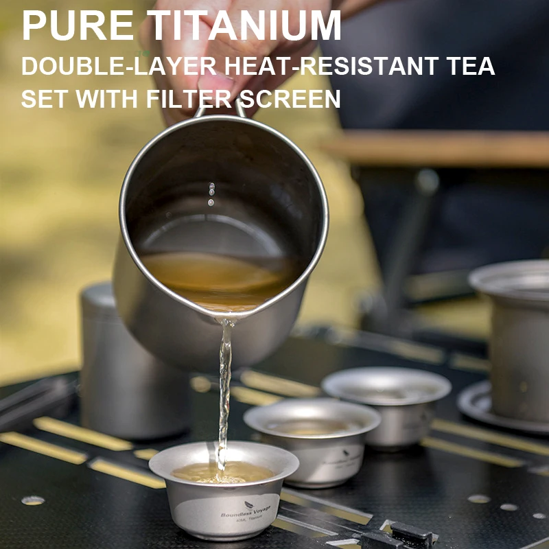 Pure Titanium Double-Layer Heat-Resistant Tea Set With Filter Screen,Portable And Ultra Light, Outdoor Camping Travel Coffee Cup
Pure Titanium Double-Layer Heat-Resistant Tea Set With Filter Screen,Portable And Ultra Light, Outdoor Camping Travel Coffee Cup