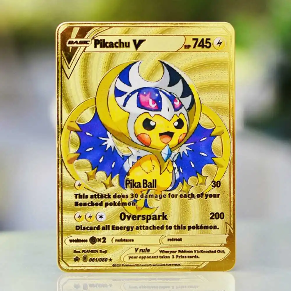 Pokemon Cards Metal Pokémon Letters Gold Tcg Thicc Pikachu Cosplay Vmax Mario Vstar Anime Board Game Playing Card Kids Toys Gift
Pokemon Cards Metal Pokémon Letters Gold Tcg Thicc Pikachu Cosplay Vmax Mario Vstar Anime Board Game Playing Card Kids Toys Gift