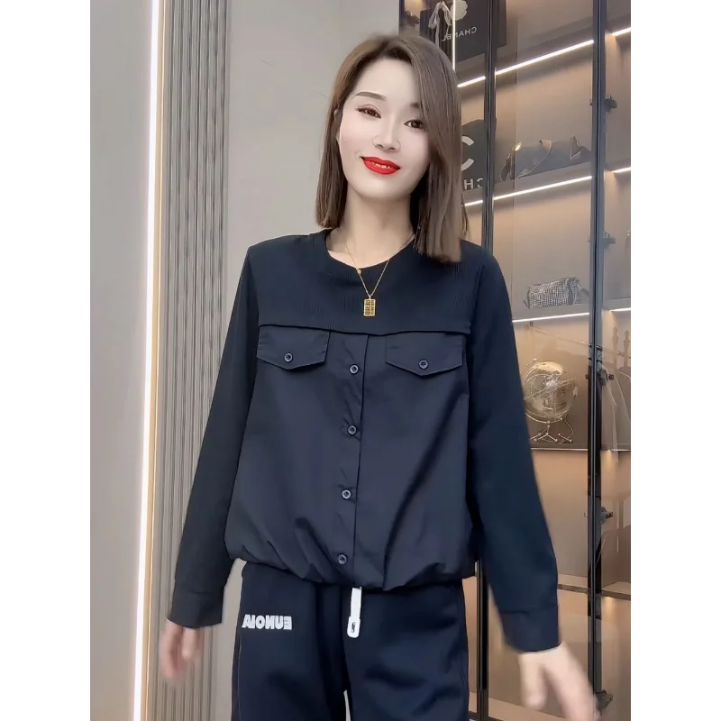 Knitted Patchwork Shirt Women Long Sleeve Loose Casual Round Neck Pullover Waist Top
Knitted Patchwork Shirt Women Long Sleeve Loose Casual Round Neck Pullover Waist Top