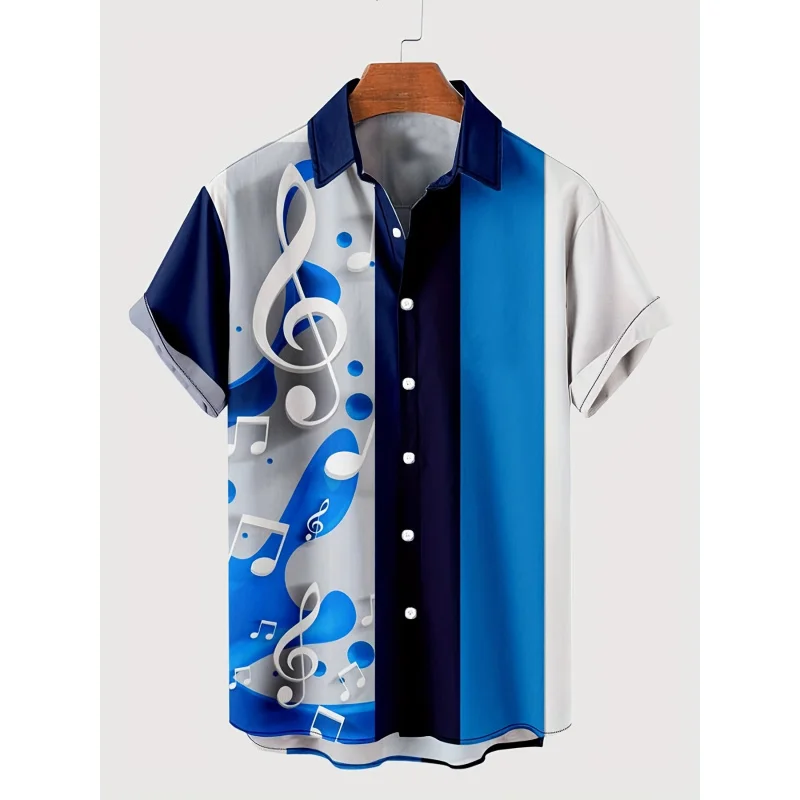 Men's Retro Music Note Striped Casual Shirt, 100% Polyester Fiber, 120g/m², Regular Fit, Summer Style, Slightly Stretchable Fabr
Men's Retro Music Note Striped Casual Shirt, 100% Polyester Fiber, 120g/m², Regular Fit, Summer Style, Slightly Stretchable Fabr