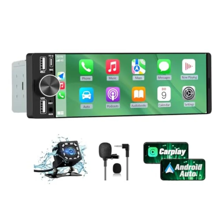 Car stereo for vehicle installation, IPS touchscreen, black, wireless CarPlay Android Auto support
Car stereo for vehicle installation, IPS touchscreen, black, wireless CarPlay Android Auto support