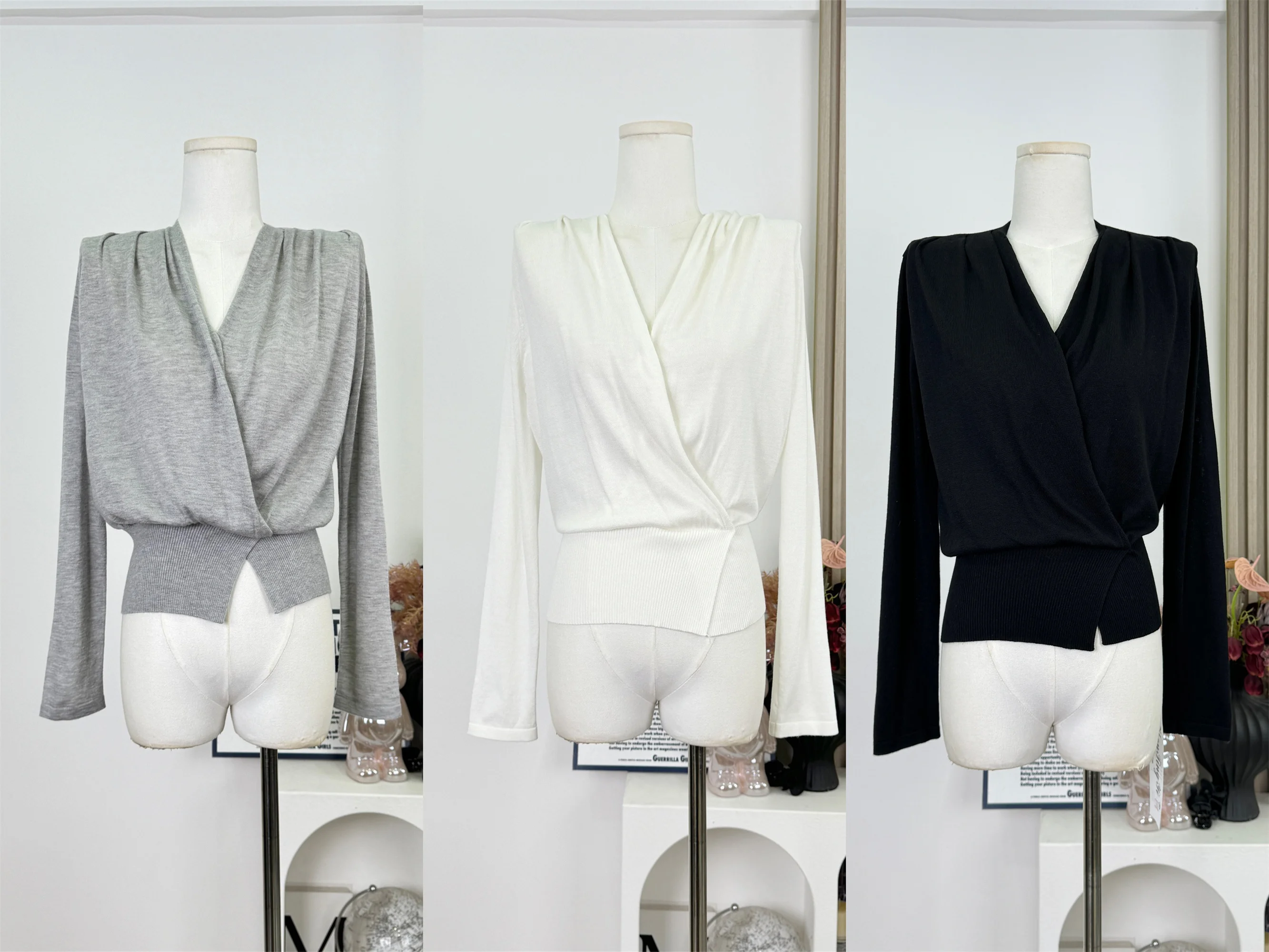 Элегантный шерстяной трикотаж с v-образным вырезом и длинным рукавом, мягкий удобный утягивающий свитер, осенние модные женские однотонные теплые топы F280 
Элегантный шерстяной трикотаж с v-образным вырезом и длинным рукавом, мягкий удобный утягивающий свитер, осенние модные женские однотонные теплые топы F280