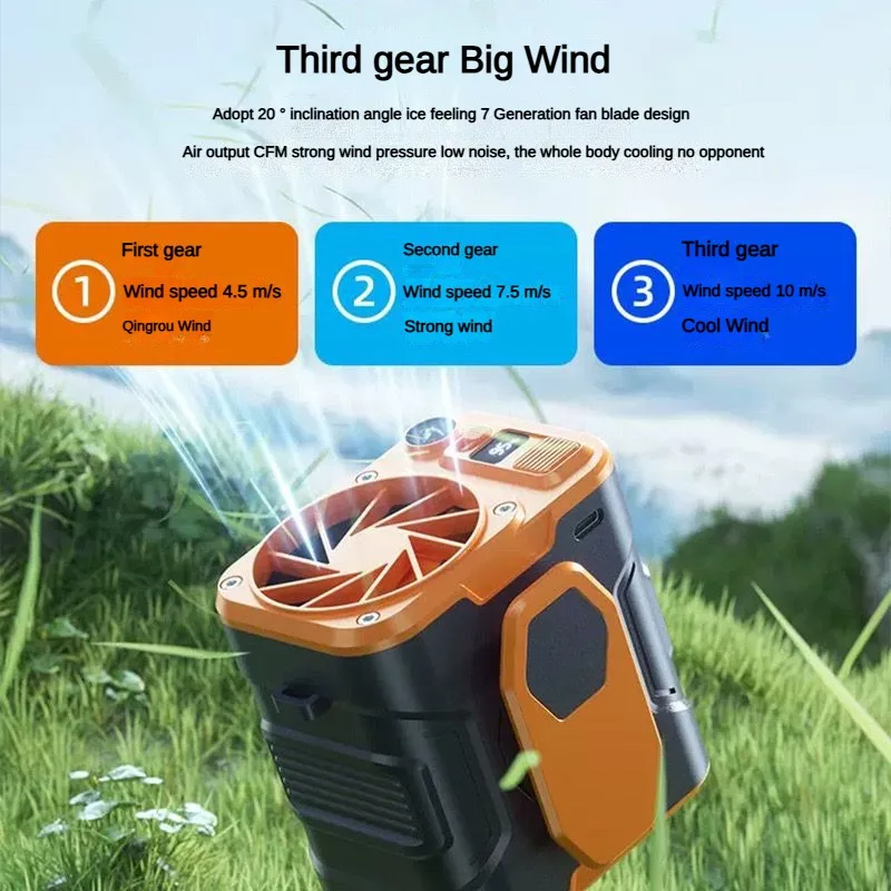 The portable waist-mounted electric fan can be used as a cooling and charging bank. Strong winds circled the builders' waists
The portable waist-mounted electric fan can be used as a cooling and charging bank. Strong winds circled the builders' waists