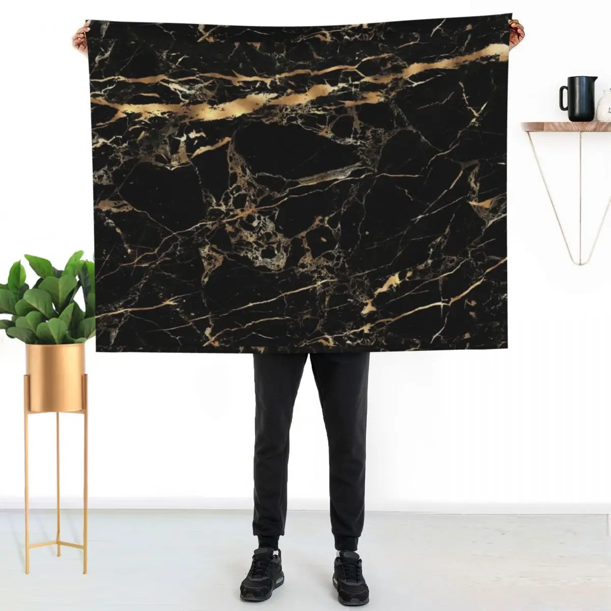 Black Marble Gold Veins Throw Blanket Reusable Durable Soft Blanket for All Seasons
Black Marble Gold Veins Throw Blanket Reusable Durable Soft Blanket for All Seasons