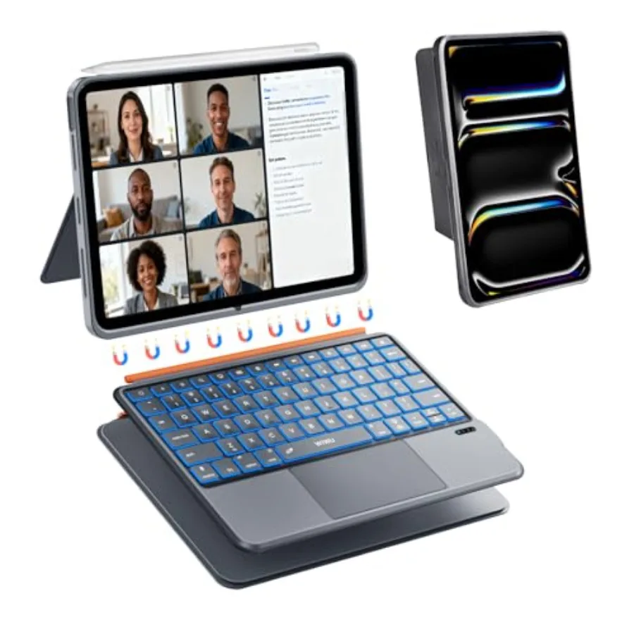 11 inch Keyboard Case for M4/M5 2024/2025 Magnetic Detachable 3-in-1 Bluetooth Case with Adjustable Stand 7-Color Backlit Keys
11 inch Keyboard Case for M4/M5 2024/2025 Magnetic Detachable 3-in-1 Bluetooth Case with Adjustable Stand 7-Color Backlit Keys
