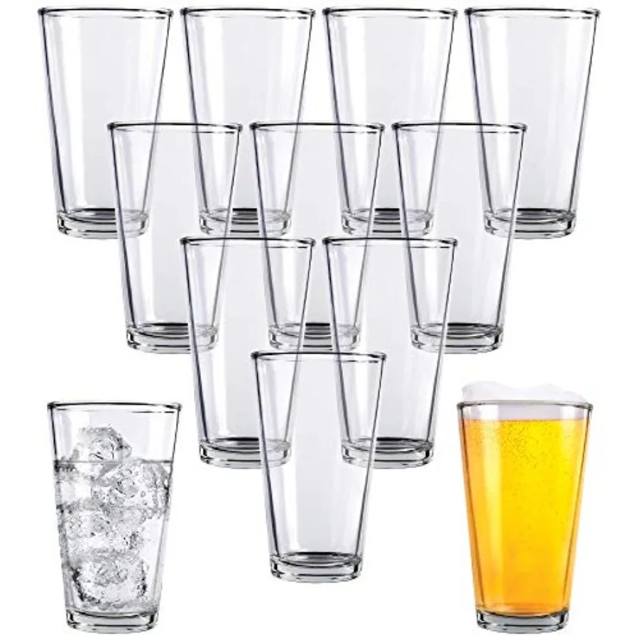 Pint Beer Glasses Set of 1 oz Tall Clear Drinking Glasses and All Purpose Tumblers Heavy Base Cocktail, Water, Juice Glass Pub
Pint Beer Glasses Set of 1 oz Tall Clear Drinking Glasses and All Purpose Tumblers Heavy Base Cocktail, Water, Juice Glass Pub