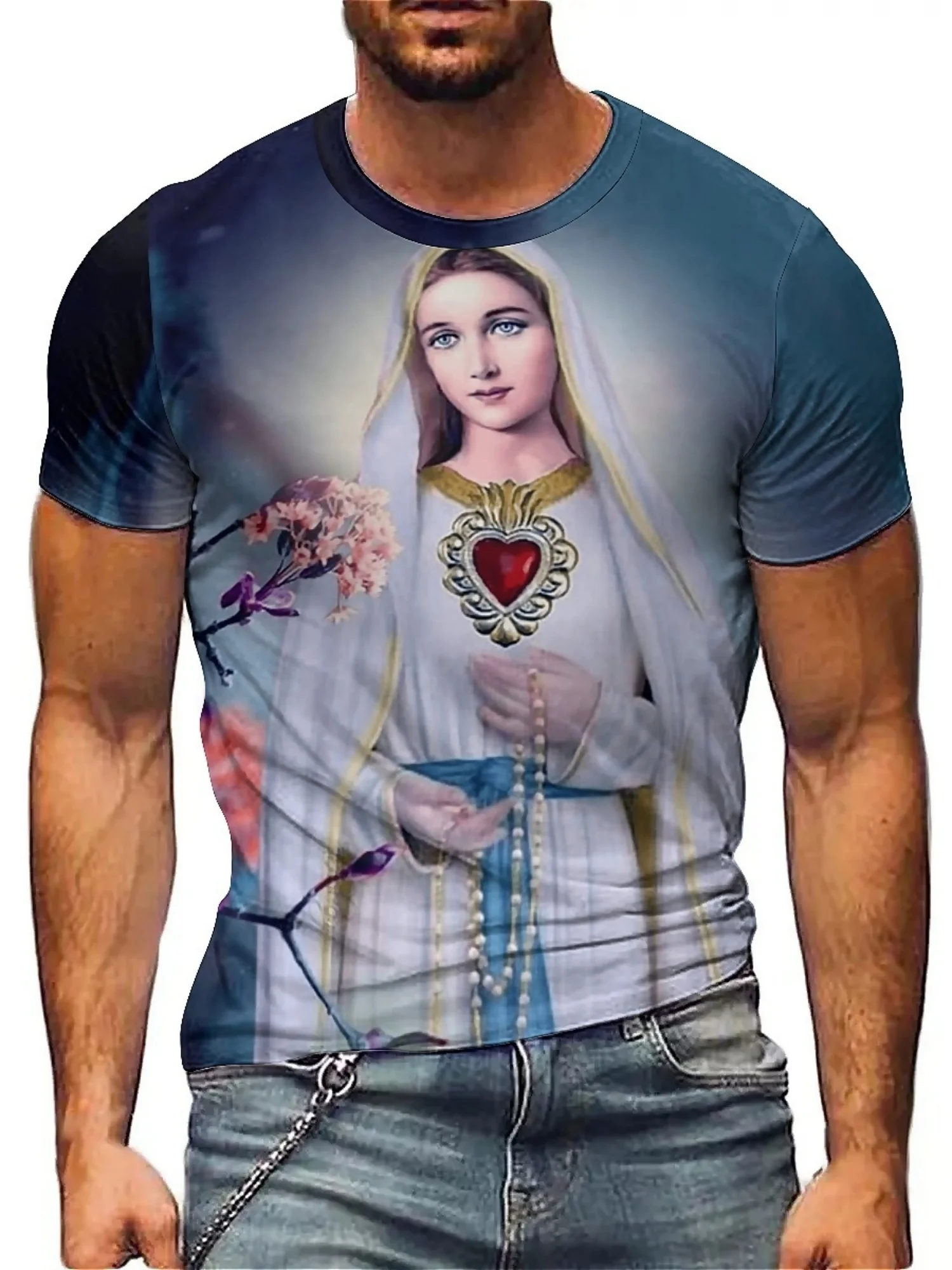 3D Print Jesus T-Shirt Men's Summer Sexy 3D Print Religious T-Shirt Polyester Knit Round Neck Short Sleeve Tee
3D Print Jesus T-Shirt Men's Summer Sexy 3D Print Religious T-Shirt Polyester Knit Round Neck Short Sleeve Tee