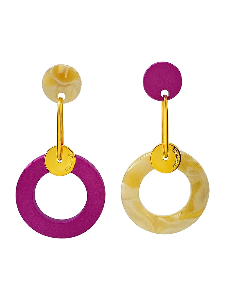Circle color matching pendant earrings contrasting color premium stud earrings
Circle color matching pendant earrings contrasting color premium stud earrings