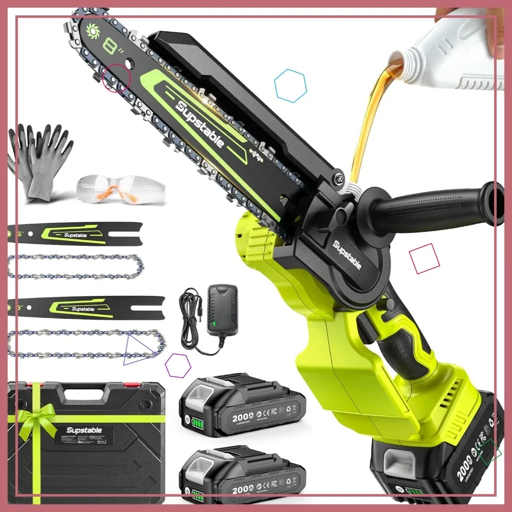 Mini Cordless Chainsaw, 8" & 6" Electric Battery Powered, Brushless Handheld Tree Saw for Wood Cutting and Branch Trimming
Mini Cordless Chainsaw, 8" & 6" Electric Battery Powered, Brushless Handheld Tree Saw for Wood Cutting and Branch Trimming