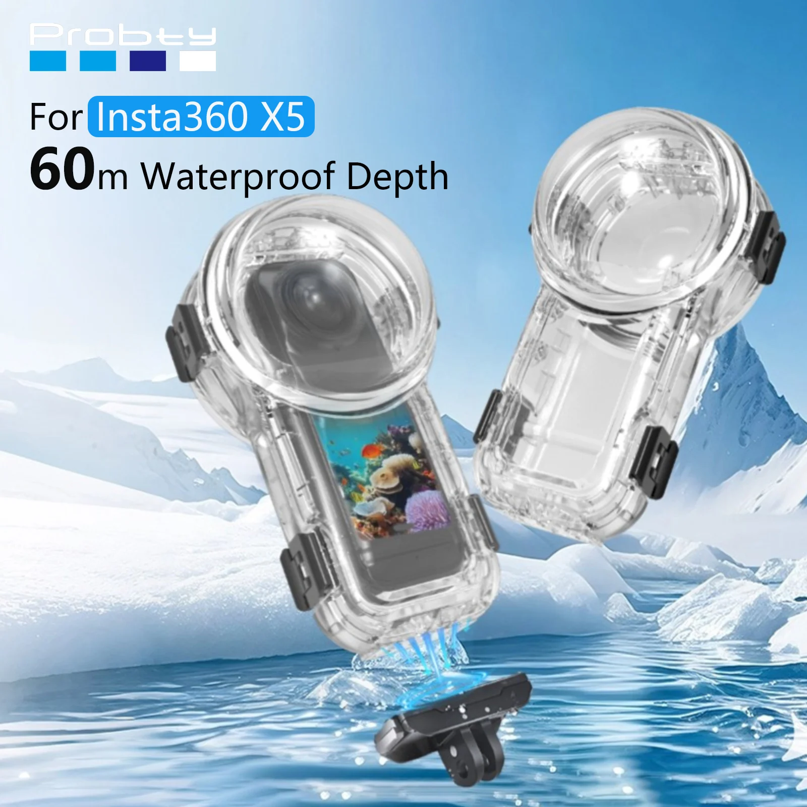 Dive Case For Insta360 X5 Camera Invisible Diving Housing Cover 60 Depth Waterproof Underwater Protection Shell for Insta 360 X5
Dive Case For Insta360 X5 Camera Invisible Diving Housing Cover 60 Depth Waterproof Underwater Protection Shell for Insta 360 X5