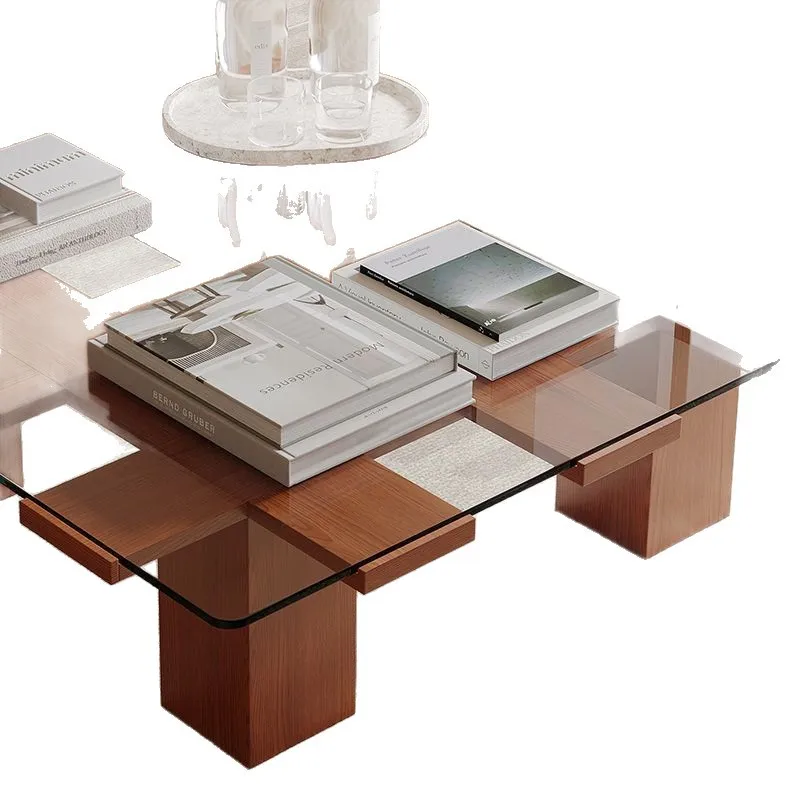 Medieval Bauhaus retro art glass coffee table, solid wood wabi wind living room square tea table tea table
Medieval Bauhaus retro art glass coffee table, solid wood wabi wind living room square tea table tea table