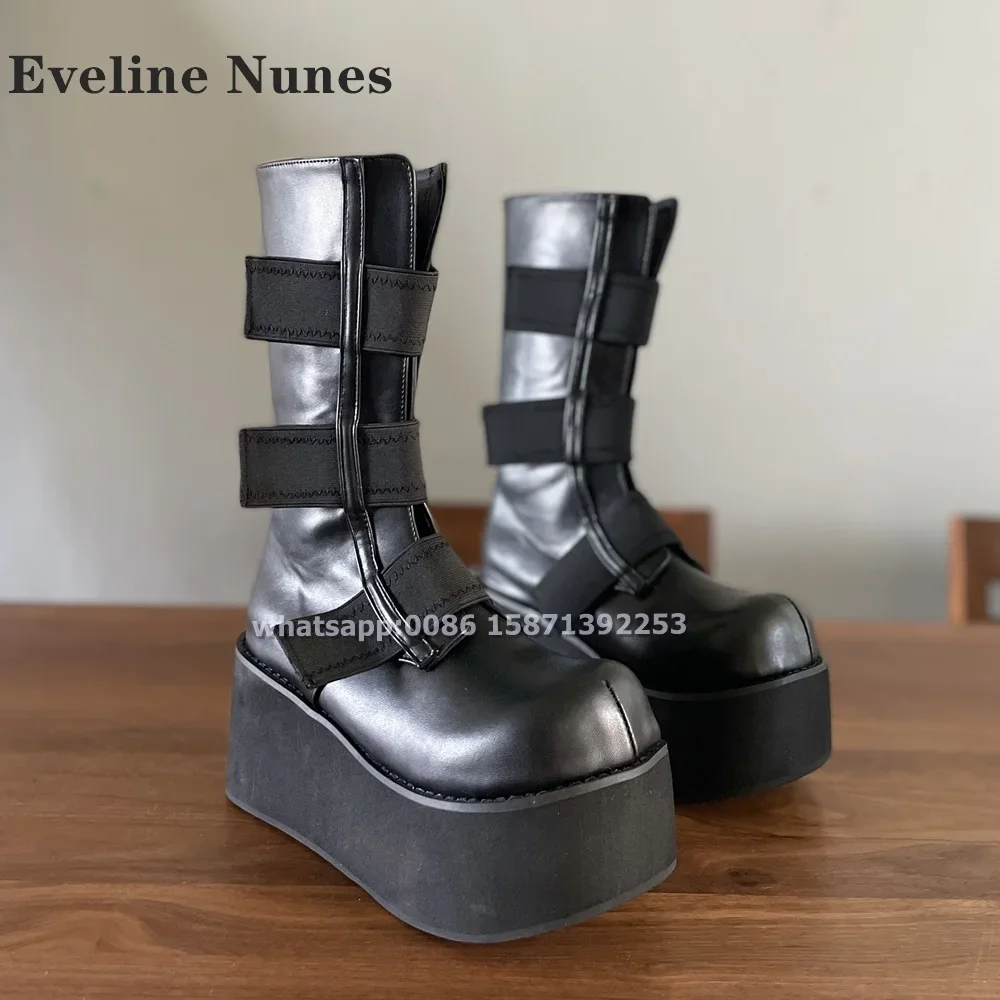 Big Round Toe Platform Black Ankle Boots Height Increasing Bandage Patchwork Slip On Sleek Modern Booty Punk Cool Dark Shoes
Big Round Toe Platform Black Ankle Boots Height Increasing Bandage Patchwork Slip On Sleek Modern Booty Punk Cool Dark Shoes