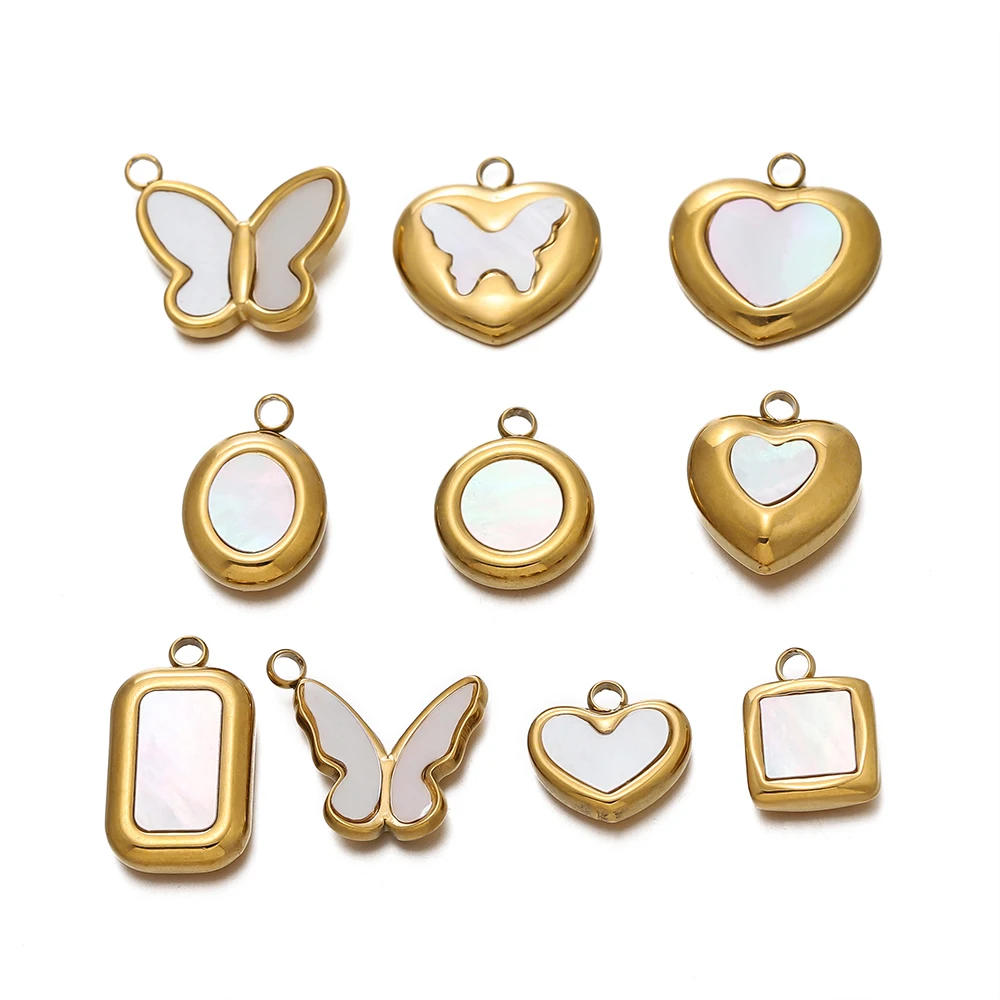 2Pcs Stainless Steel White Shell Butterfly Heart Square Charms Pendant for DIY Necklace Earring Bracelet Jewelry Making Supplies
2Pcs Stainless Steel White Shell Butterfly Heart Square Charms Pendant for DIY Necklace Earring Bracelet Jewelry Making Supplies