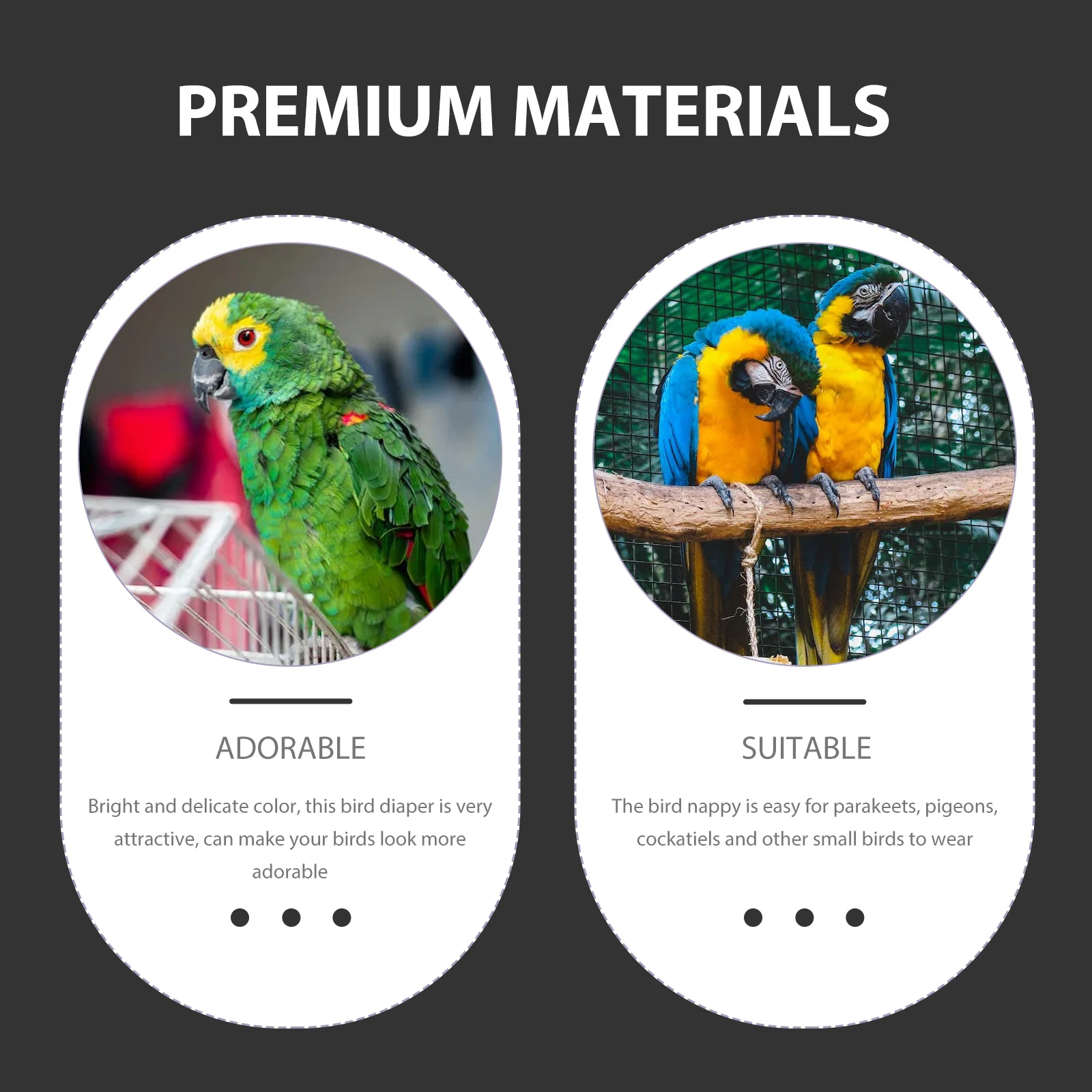 Bird Diapers for Small Parrots Dark Grey Cotton Inner Layer Nappy Clothes Flight Suit Fits Parakeets Pigeons Cockatiel Keeps
Bird Diapers for Small Parrots Dark Grey Cotton Inner Layer Nappy Clothes Flight Suit Fits Parakeets Pigeons Cockatiel Keeps