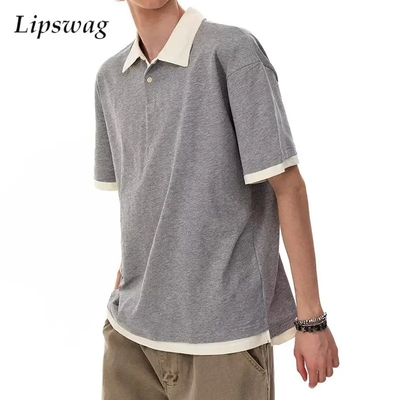 Spring Summer New Casual Mens Polo Shirts Short Sleeve Buttoned Turn-down Collar Vintage Polos Men Clothes Trendy Patchwork Tops
Spring Summer New Casual Mens Polo Shirts Short Sleeve Buttoned Turn-down Collar Vintage Polos Men Clothes Trendy Patchwork Tops