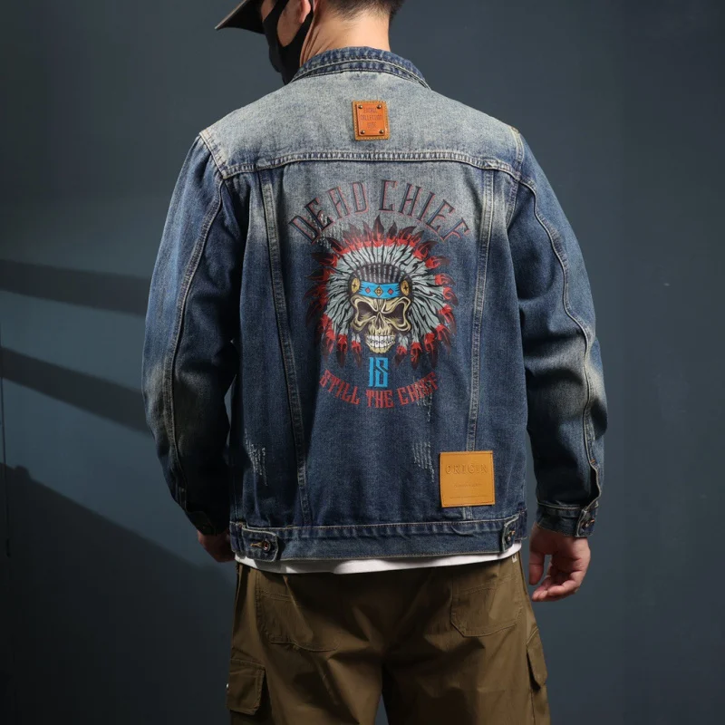 Spring and Autumn models heavyweight vintage denim jacket men's casual workwear tops American washed and printed jackets for men
Spring and Autumn models heavyweight vintage denim jacket men's casual workwear tops American washed and printed jackets for men