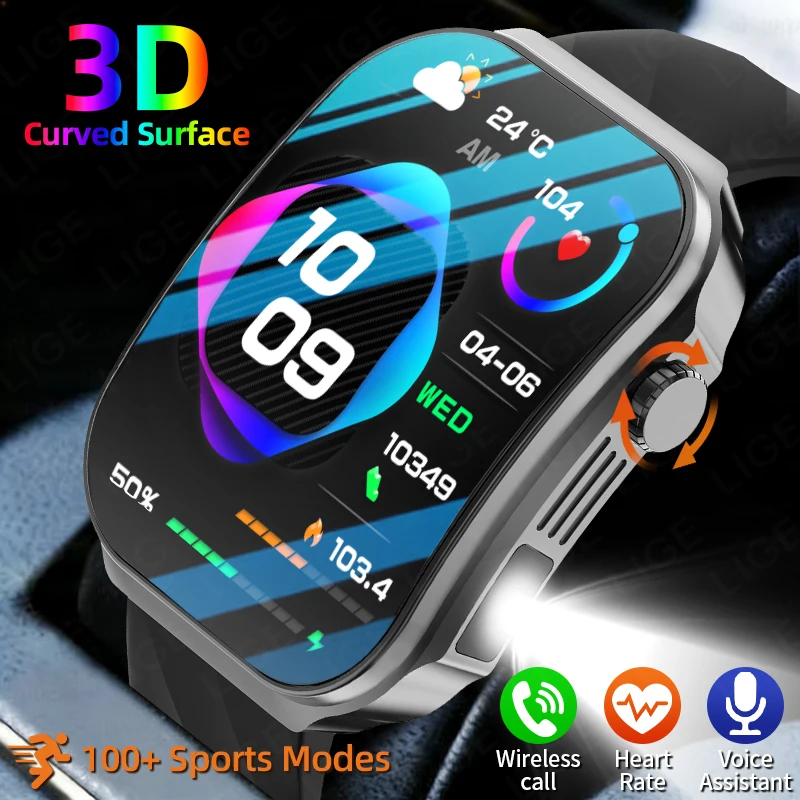 3D Curved Screen Smart Watch 2026 New Bluetooth Call Waterproof Flashlight 2.2" Large HD Display Outdoor Sport Smartwatch Men
3D Curved Screen Smart Watch 2026 New Bluetooth Call Waterproof Flashlight 2.2" Large HD Display Outdoor Sport Smartwatch Men