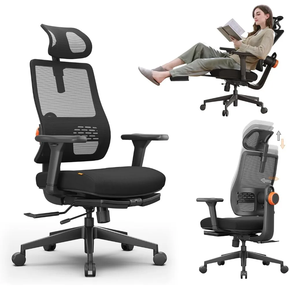 Office Chair Ergonomic with Footrest, Auto-Following Lumbar Support, with 4D Armrest,136° Tilt Lock,High Back Desk Chair
Office Chair Ergonomic with Footrest, Auto-Following Lumbar Support, with 4D Armrest,136° Tilt Lock,High Back Desk Chair
