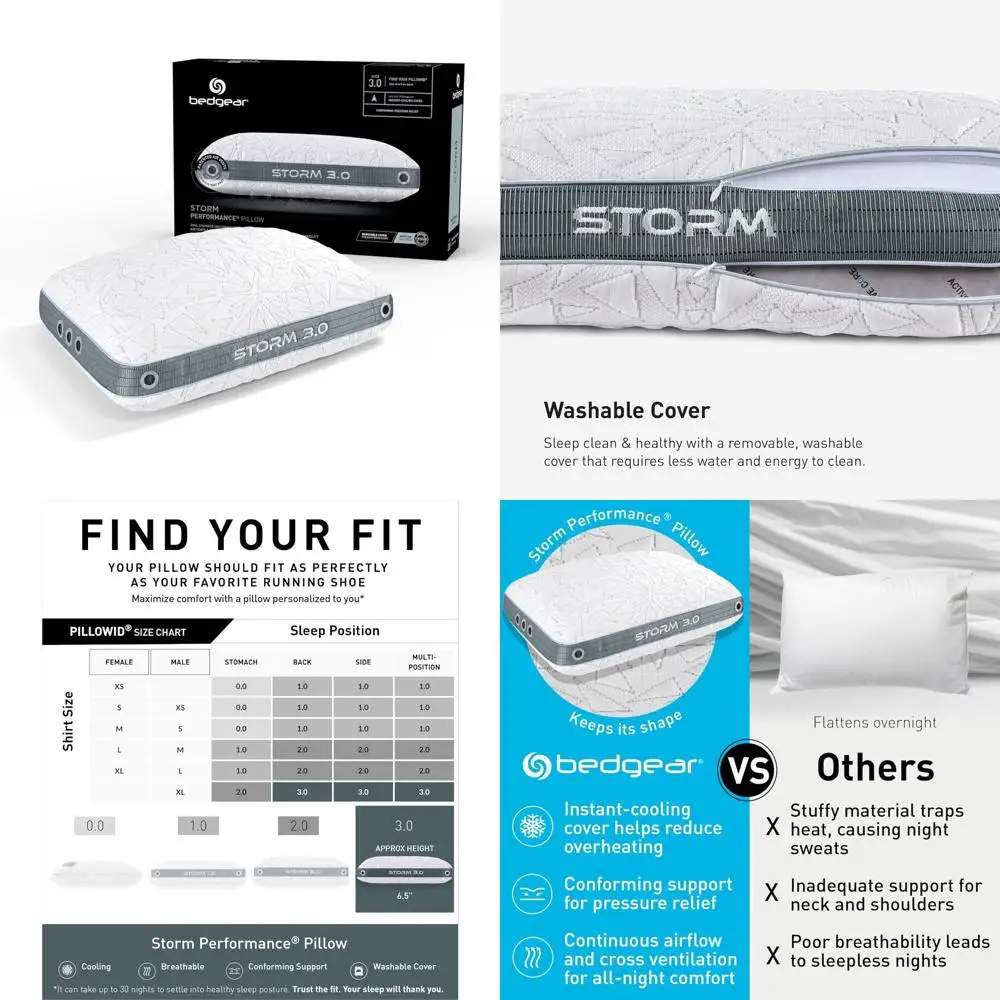 Medium Firmness Cooling Pillow by Bedgear for Hot Sleepers - Suitable for All Sleep Positions
Medium Firmness Cooling Pillow by Bedgear for Hot Sleepers - Suitable for All Sleep Positions