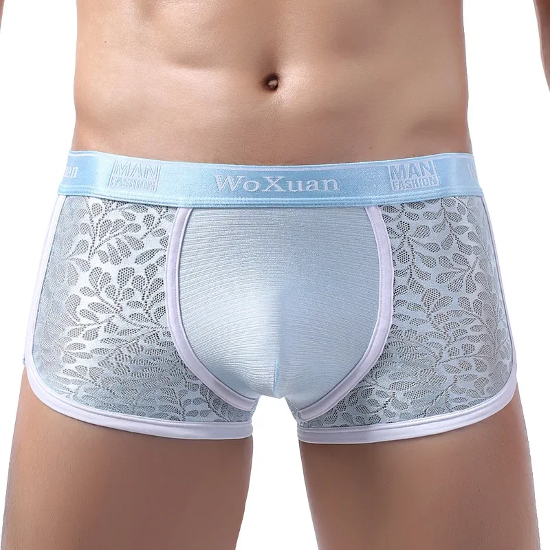 Men's Sexy Underwear Lace Transparent Mesh Low Waist Boxers Breathable Comfortable Underpants
Men's Sexy Underwear Lace Transparent Mesh Low Waist Boxers Breathable Comfortable Underpants