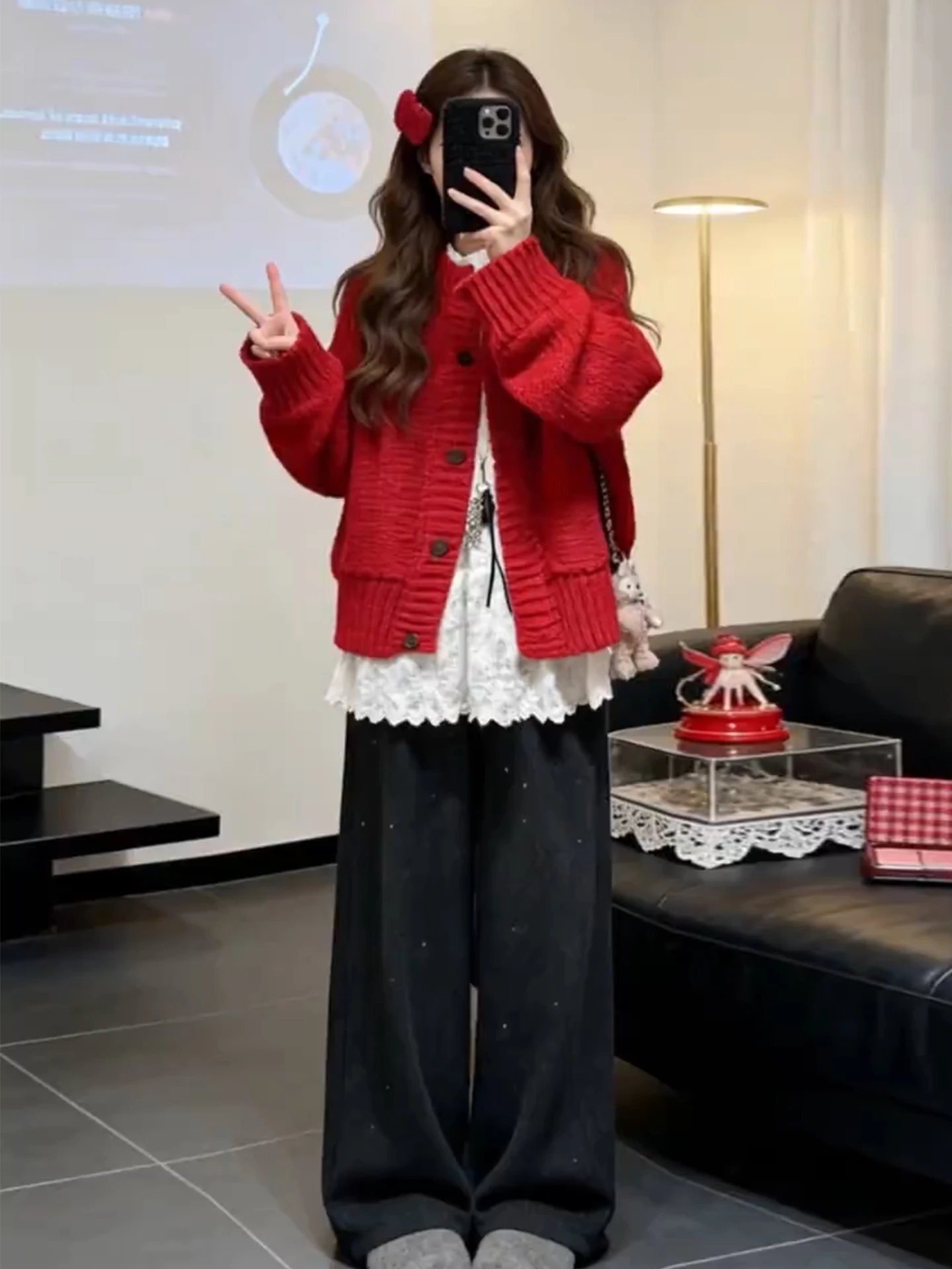 New Year Red Knitted Open Cardigan Women's Spring New Style Layering Inner Wear Top Sweater Set Sweet Style Regular Fit
New Year Red Knitted Open Cardigan Women's Spring New Style Layering Inner Wear Top Sweater Set Sweet Style Regular Fit