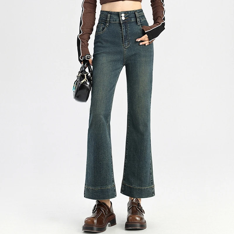 Ladies Fashion High Street Jeans Casual High Waist Slim Flare Jeans Women Ankle Length Denim Pants Vintage Korean Mom Jeans
Ladies Fashion High Street Jeans Casual High Waist Slim Flare Jeans Women Ankle Length Denim Pants Vintage Korean Mom Jeans