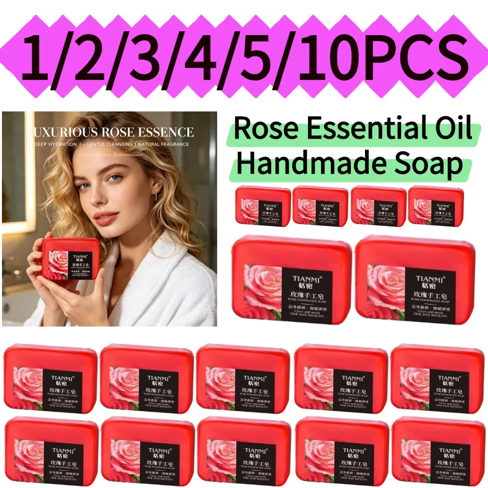 TIANMI 1/2/3/4/5/10PCS Rose Essential Oil Handmade Soap Natural Rose Essence Plant Base Deep Cleansing Shower Cleansing Bar
TIANMI 1/2/3/4/5/10PCS Rose Essential Oil Handmade Soap Natural Rose Essence Plant Base Deep Cleansing Shower Cleansing Bar