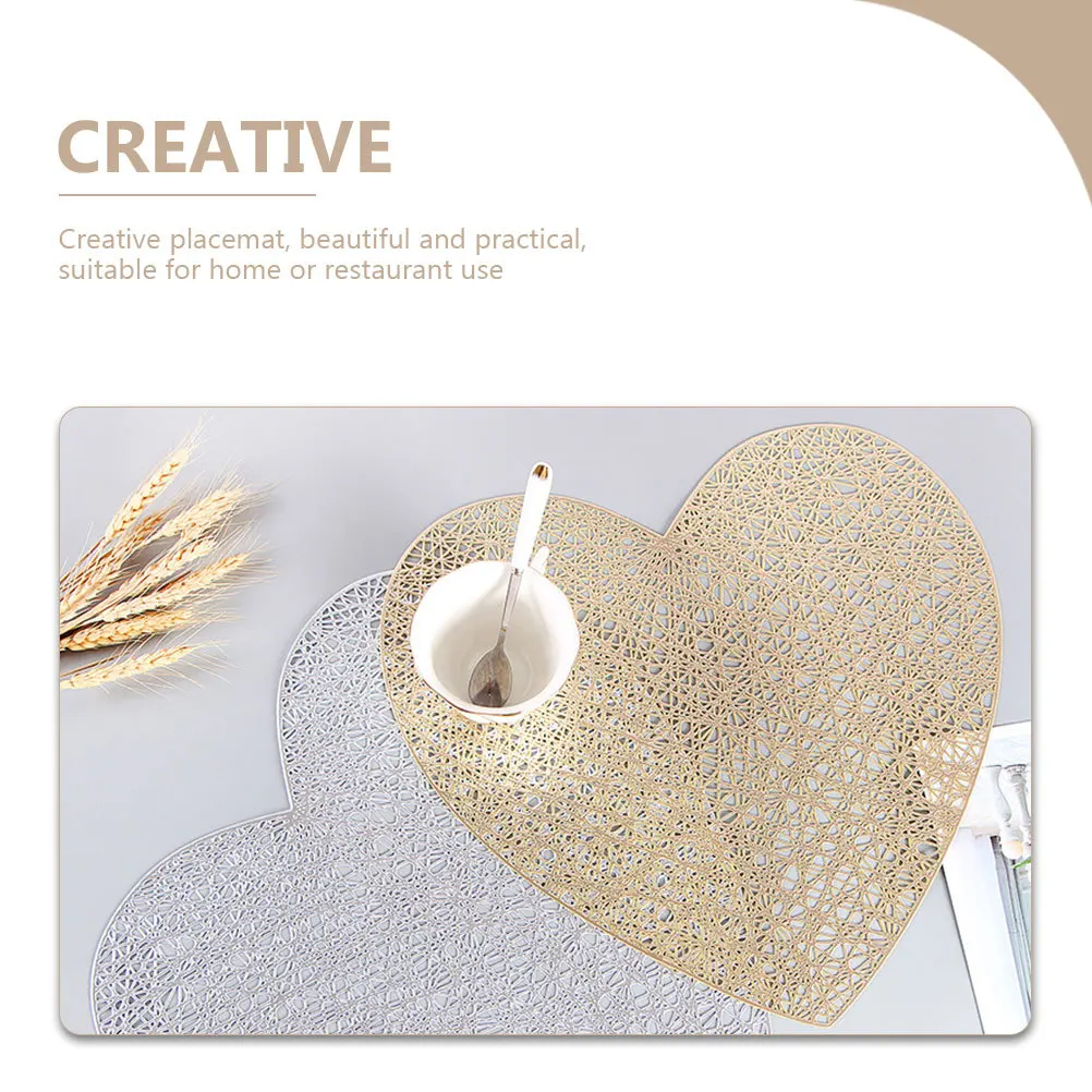 6Pcs Heart Shaped Household Table Mats High Temperature Resistant Anti Scratch Placemat Decorative Flatware Mats for Dining Room 
6Pcs Heart Shaped Household Table Mats High Temperature Resistant Anti Scratch Placemat Decorative Flatware Mats for Dining Room